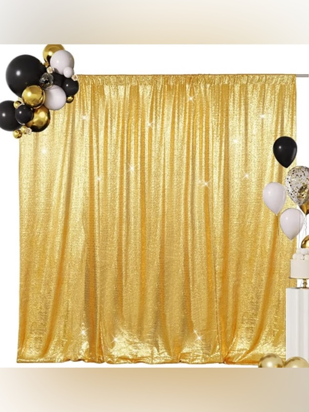 SquarePie 6x8ft Gold Sequin Backdrop Curtain with 4” Rod Pocket